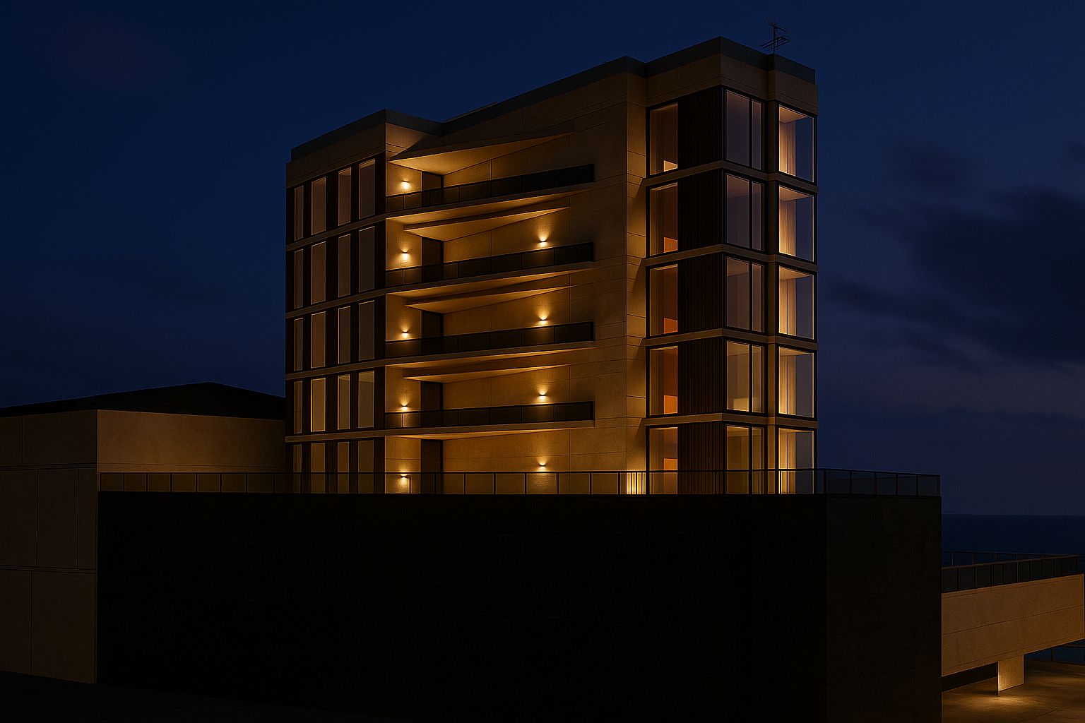 Nighttime aerial render